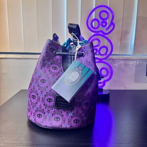 Disney Park Loungefly HAUNTED MANSION Glow Wallpaper Drawstring Bucket Bag Purse